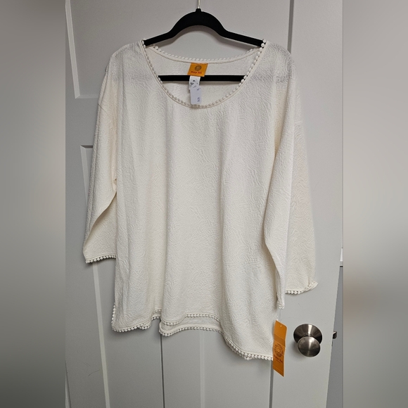 Ruby Rd. Cream Lightweight Knit Top - Picture 2 of 4